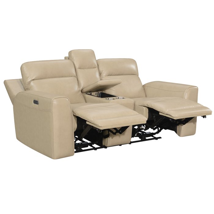 DONCELLADUAL-POWER LEATHER CONSOLE LOVESEAT