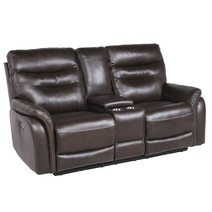 FORTUNA DUAL-POWER LEATHER RELINING LOVESEAT, COFFEE