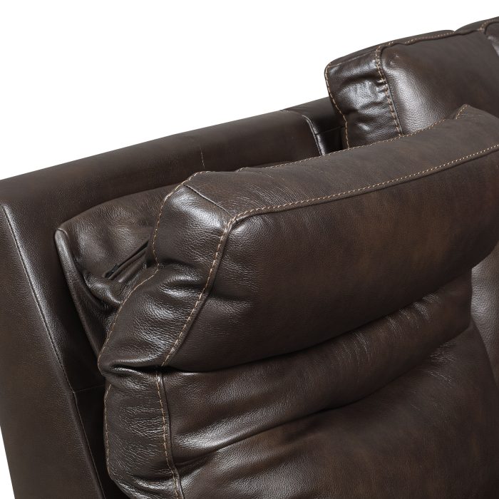 FORTUNA DUAL-POWER LEATHER RECLINING LOVESEAT, COFFEE