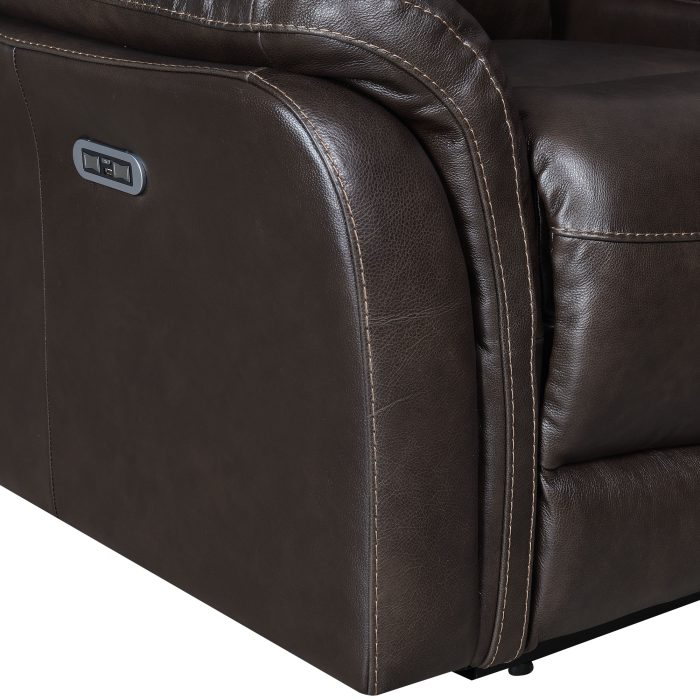 FORTUNA DUAL-POWER LEATHER RECLINING LOVESEAT, COFFEE