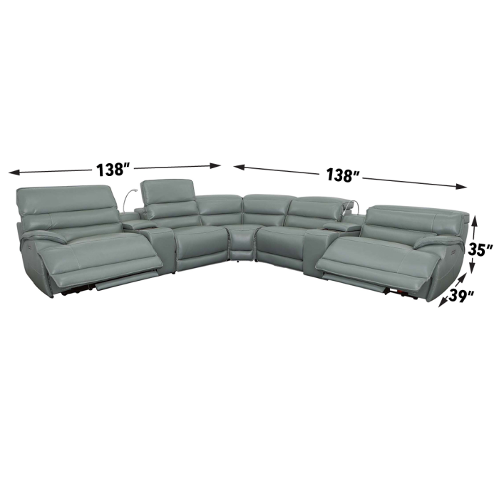 DATON LEATHER DUAL-POWER SECTIONAL-MINT