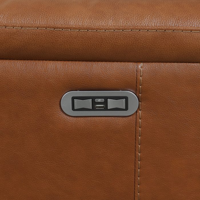 CASA DUAL-POWER 116" LEATHER SOFA WITH CONSOLE, COACH COLOR - Image 5