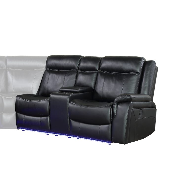 LEVIN POWER RIGHT-ARM-FACING CONSOLE LOVESEAT WITH LED, BLACK