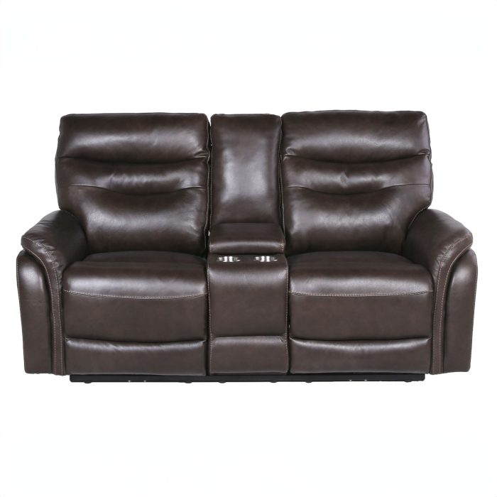 FORTUNA 3-PIECE LEATHER DUAL-RECLINING SET, COFFEE