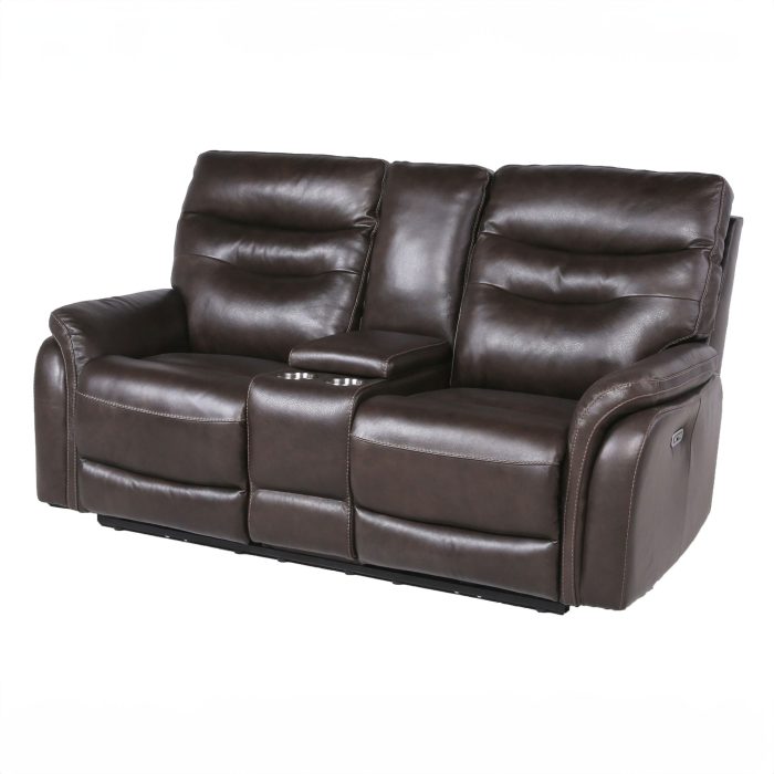 FORTUNA 3-PIECE LEATHER DUAL-RECLINING SET, COFFEE