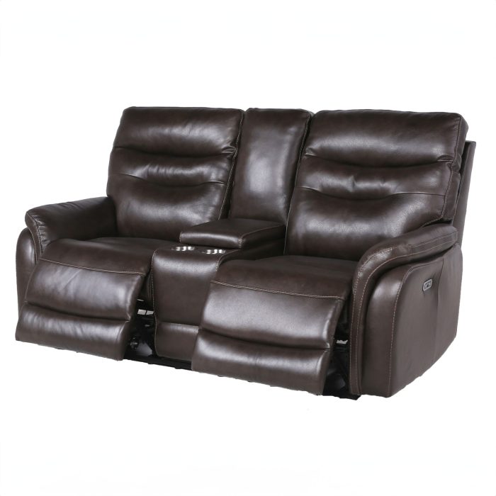 FORTUNA 3-PIECE LEATHER DUAL-RECLINING SET, COFFEE