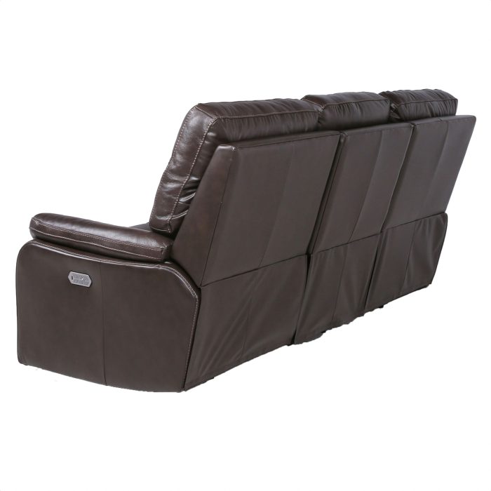 FORTUNA 3-PIECE LEATHER DUAL-RECLINING SET, COFFEE