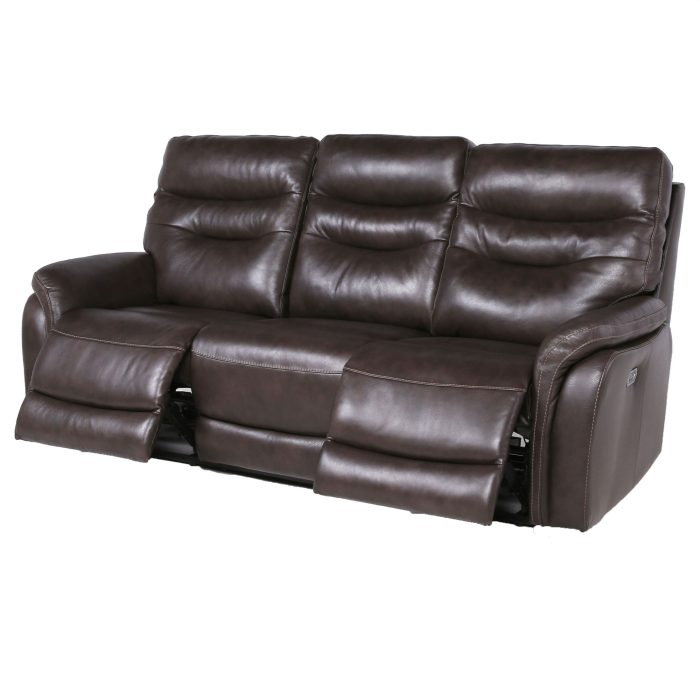 FORTUNA 3-PIECE LEATHER DUAL-RECLINING SET, COFFEE