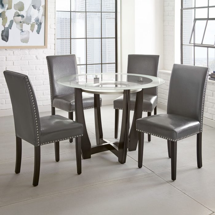 VERANO 5-PIECE 45" ROUND GLASS TOP DINING SET