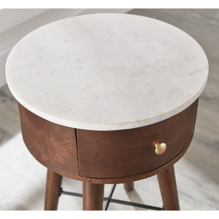 BANGALORE WHITE MARBLE TOP ACCENT TABLE - Image 2