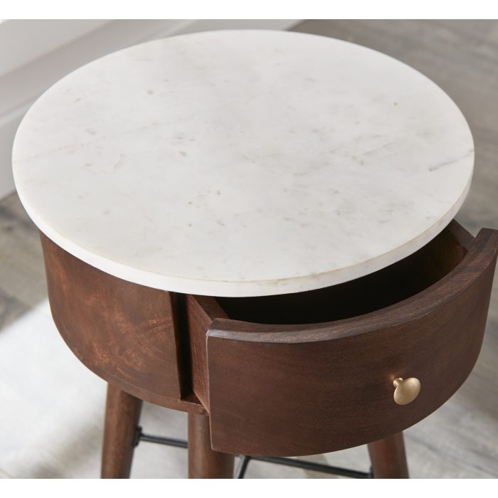 BANGALORE WHITE MARBLE TOP ACCENT TABLE - Image 3