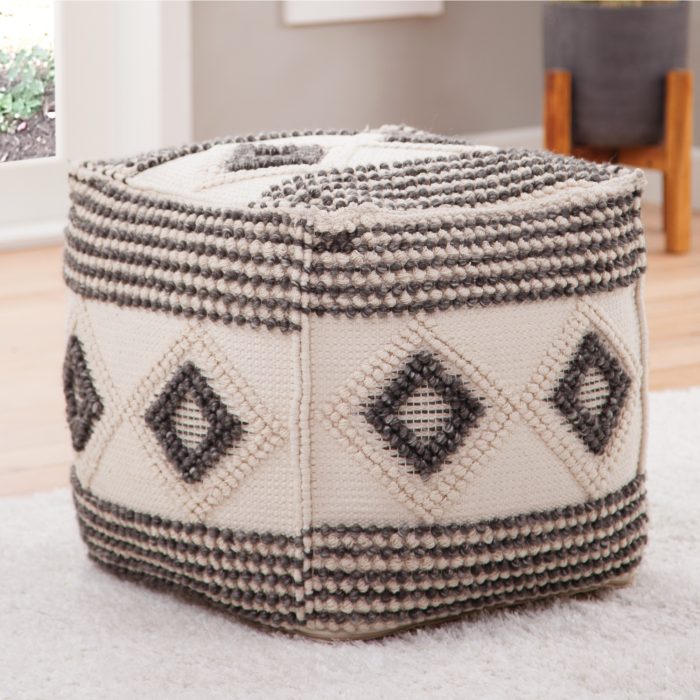 DALIA SQUARE HANDWOVEN WOOLEN POUF