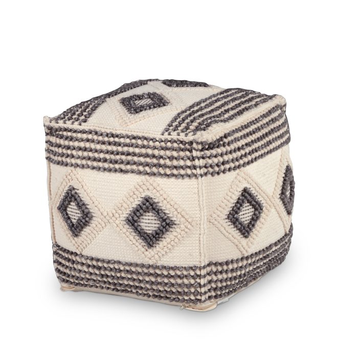 DALIA SQUARE HANDWOVEN WOOLEN POUF - Image 2