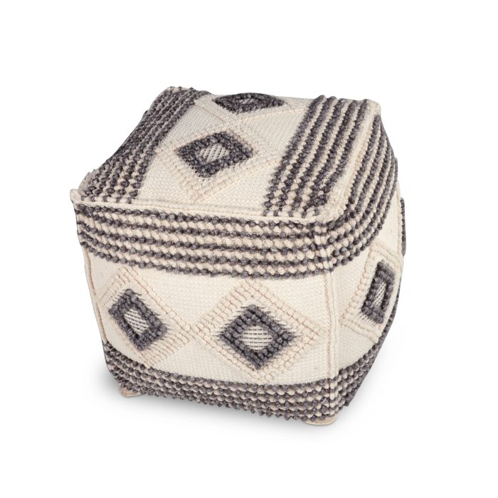 DALIA SQUARE HANDWOVEN WOOLEN POUF - Image 3