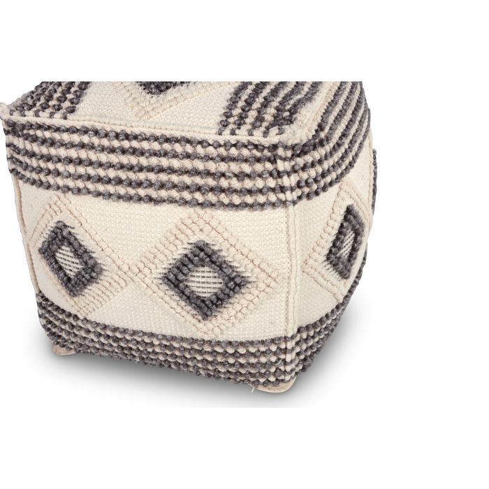 DALIA SQUARE HANDWOVEN WOOLEN POUF - Image 4
