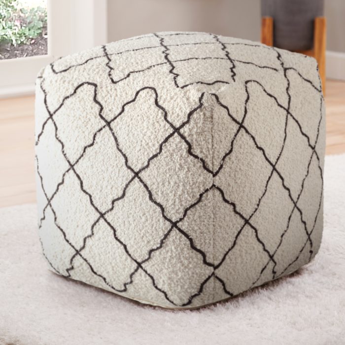 LATTICE HANDWOVEN SQUARE POUF