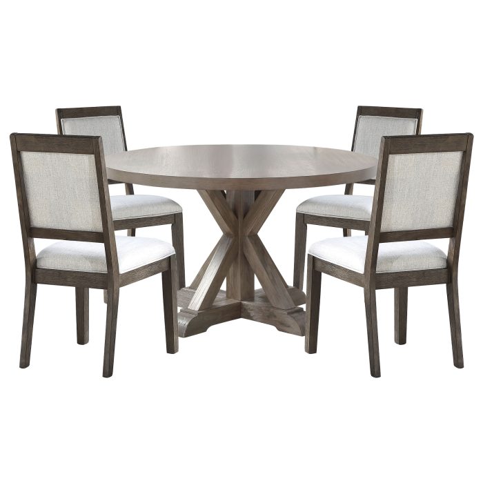 MOLLY 5 PIECE 48-INCH ROUND SET, WASHED GREY OAK FINISH - Image 6