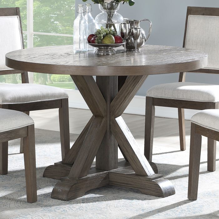 MOLLY 5 PIECE 48-INCH ROUND SET, WASHED GREY OAK FINISH - Image 2