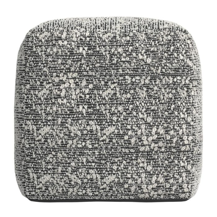 NAHARA BOUCLE BLACK WOVEN SQUARE POUF - Image 3