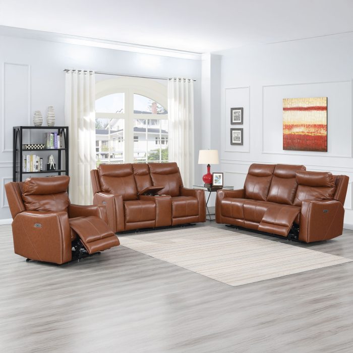NATALIA COACH 3-PIECE DUAL-POWER LEATHER MOTION SET
