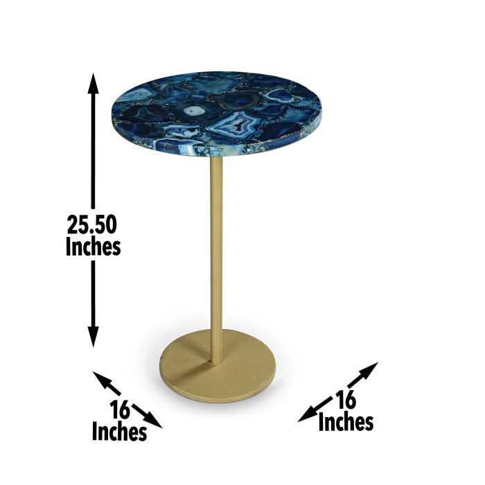 OCEANA AGATE TOP ROUND CHAIRSIDE END TABLE - Image 7