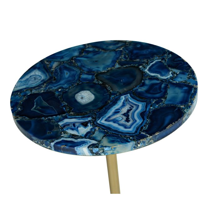 OCEANA AGATE TOP ROUND CHAIRSIDE END TABLE - Image 5