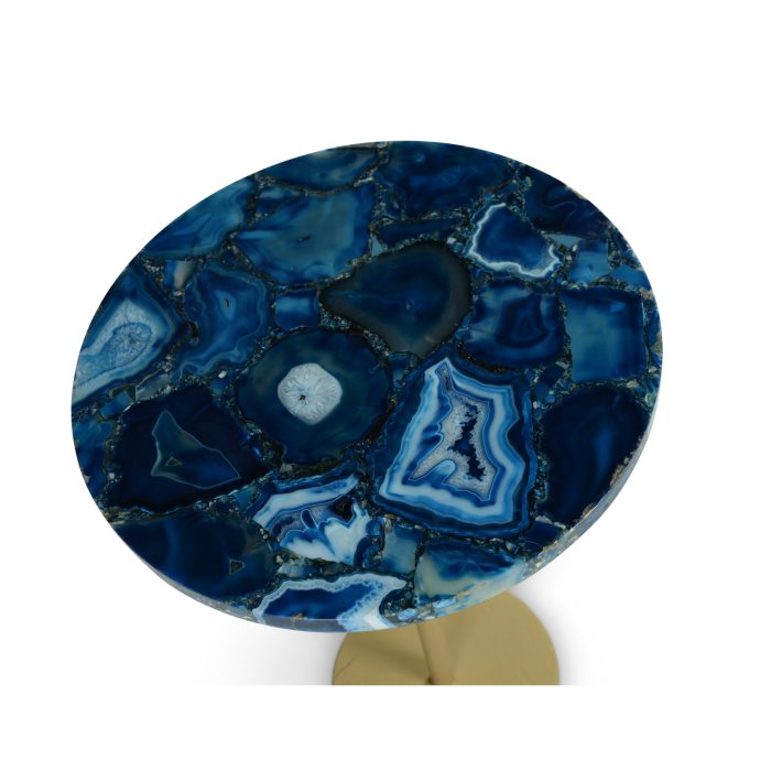 OCEANA AGATE TOP ROUND CHAIRSIDE END TABLE - Image 2
