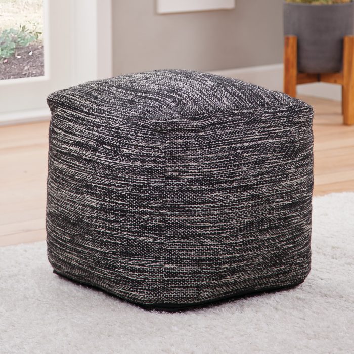 OMARI SQUARE HANDWOVEN WOOLEN POUF