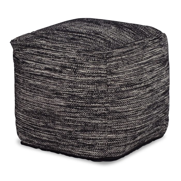 OMARI SQUARE HANDWOVEN WOOLEN POUF - Image 3