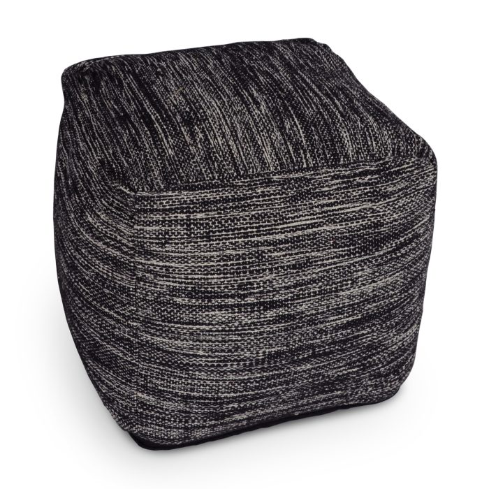 OMARI SQUARE HANDWOVEN WOOLEN POUF - Image 2