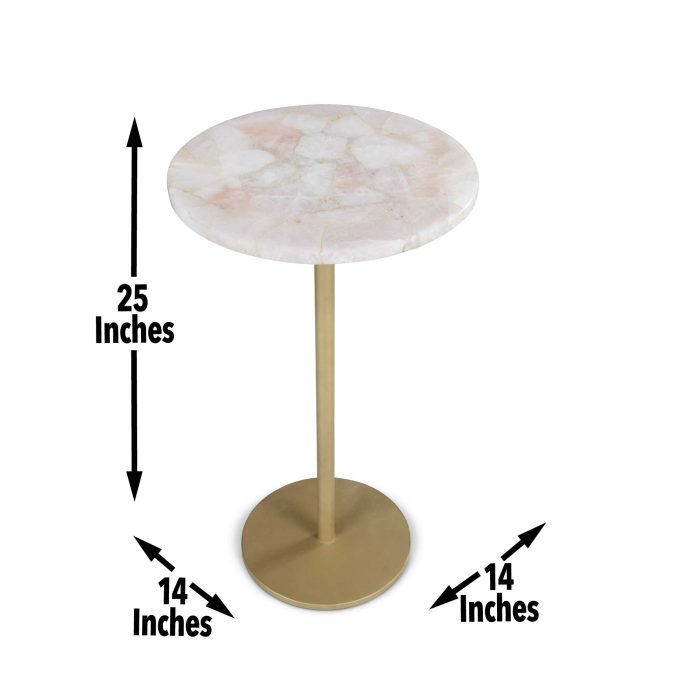 ROSIE ROSE QUARTZ TOP CHAIRSIDE END TABLE - Image 7