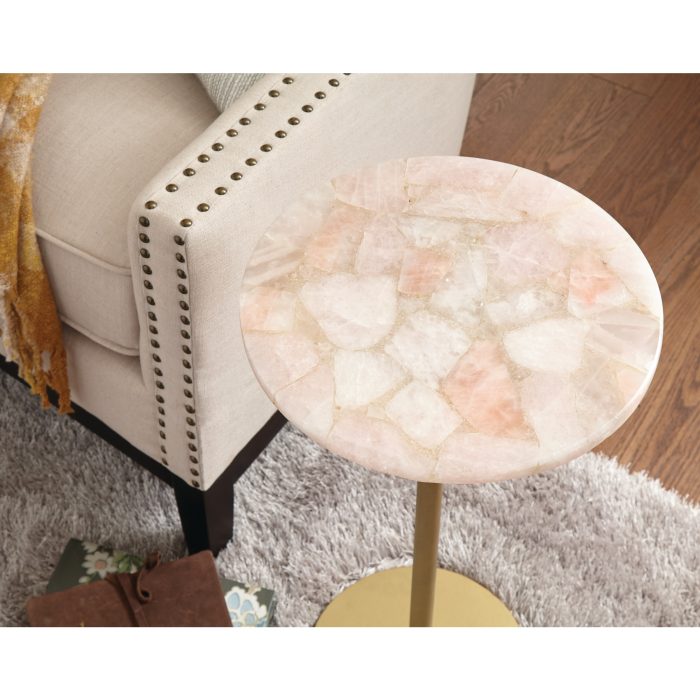ROSIE ROSE QUARTZ TOP CHAIRSIDE END TABLE - Image 6