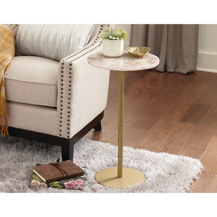 ROSIE ROSE QUARTZ TOP CHAIRSIDE END TABLE - Image 5