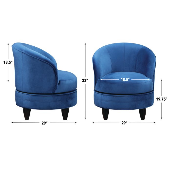 SOPHIA CHAIR BLUE VELVET SWIVEL ACCENT CHAIR - Image 10