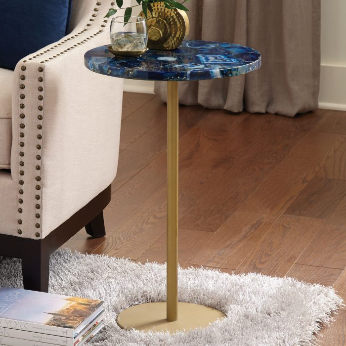 OCEANA AGATE TOP ROUND CHAIRSIDE END TABLE