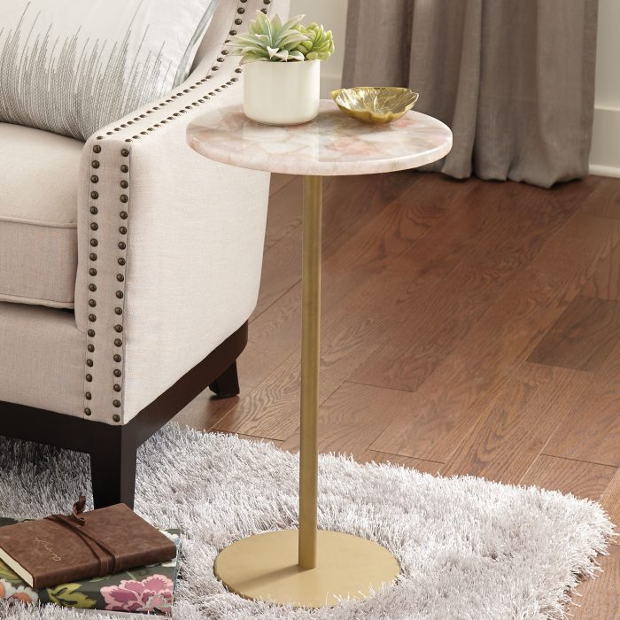 ROSIE ROSE QUARTZ TOP CHAIRSIDE END TABLE