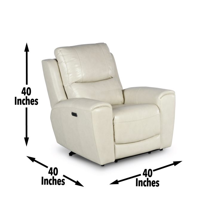 LAUREL LEATHER DUAL-POWER RECLINER, IVORY - Image 2
