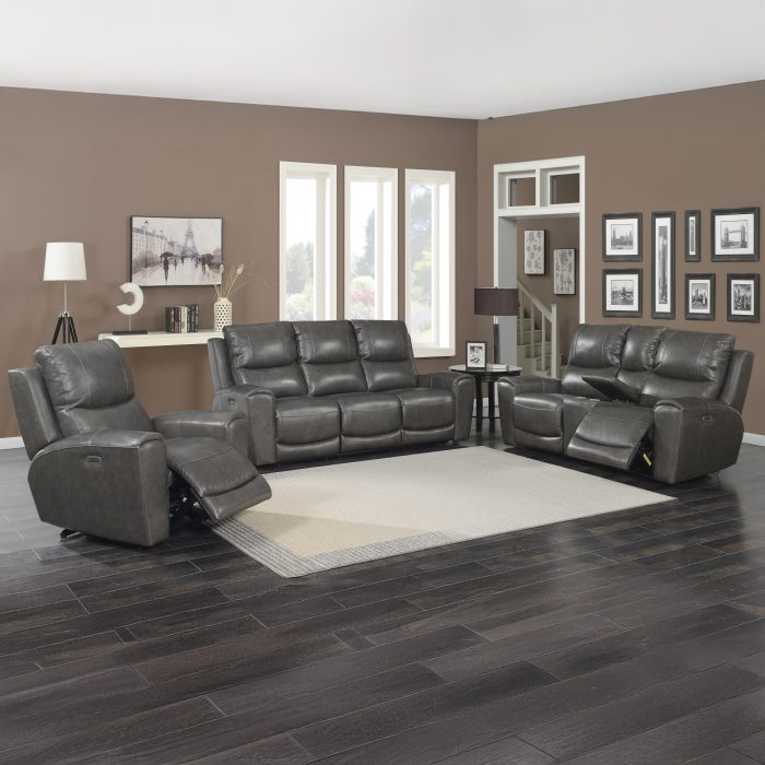 LAUREL LEATHER DUAL-POWER RECLINER, GREY - Image 12