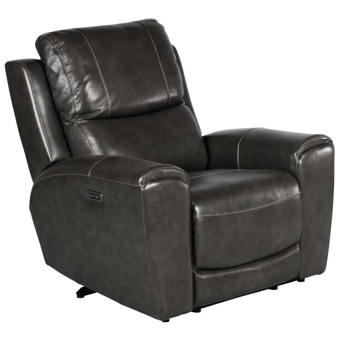 LAUREL LEATHER DUAL-POWER RECLINER, GREY