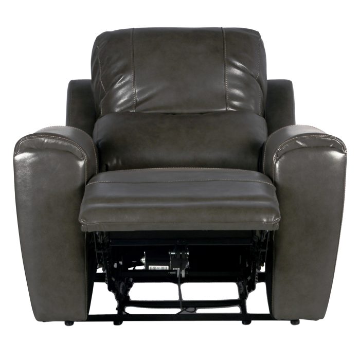 LAUREL LEATHER DUAL-POWER RECLINER, GREY - Image 4