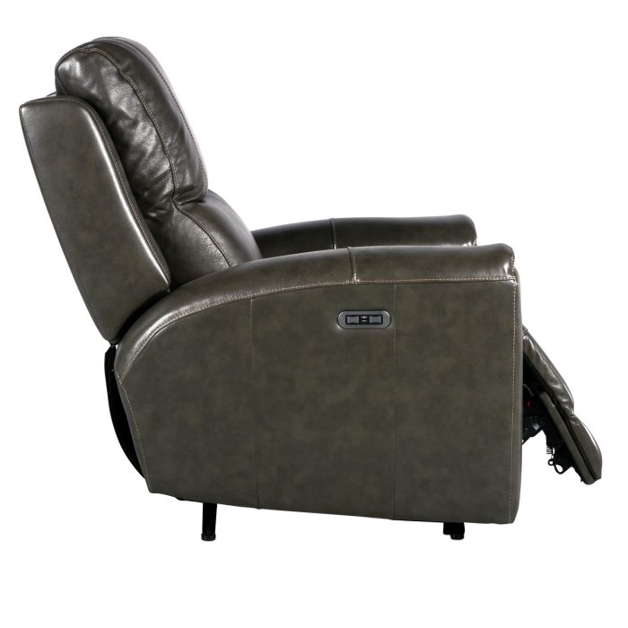LAUREL LEATHER DUAL-POWER RECLINER, GREY - Image 9