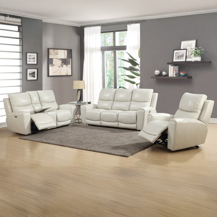 LAUREL LEATHER DUAL-POWER RECLINER, IVORY - Image 9