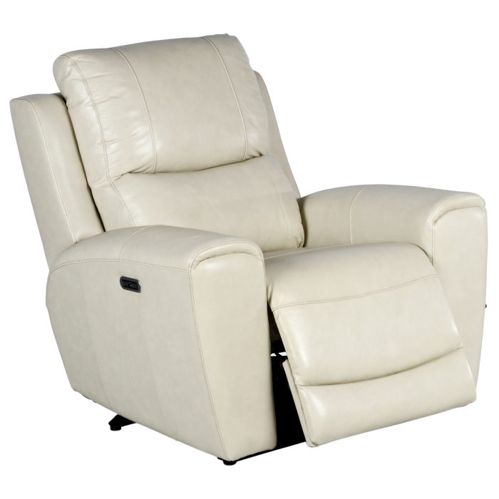 LAUREL LEATHER DUAL-POWER RECLINER, IVORY