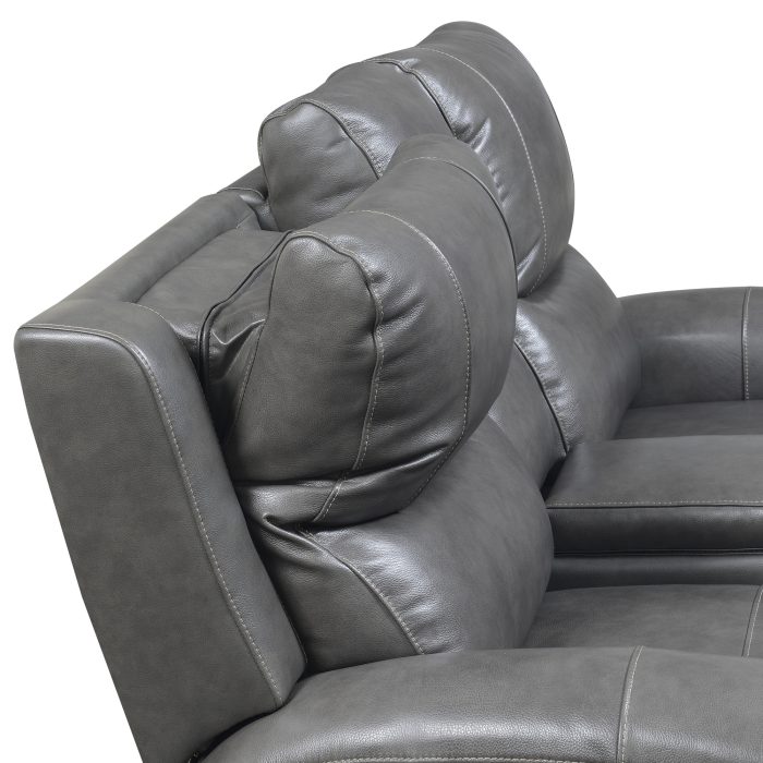 LAUREL LEATHER DUAL-POWER RECLINING CONSOLE LOVESEAT, GREY - Image 11