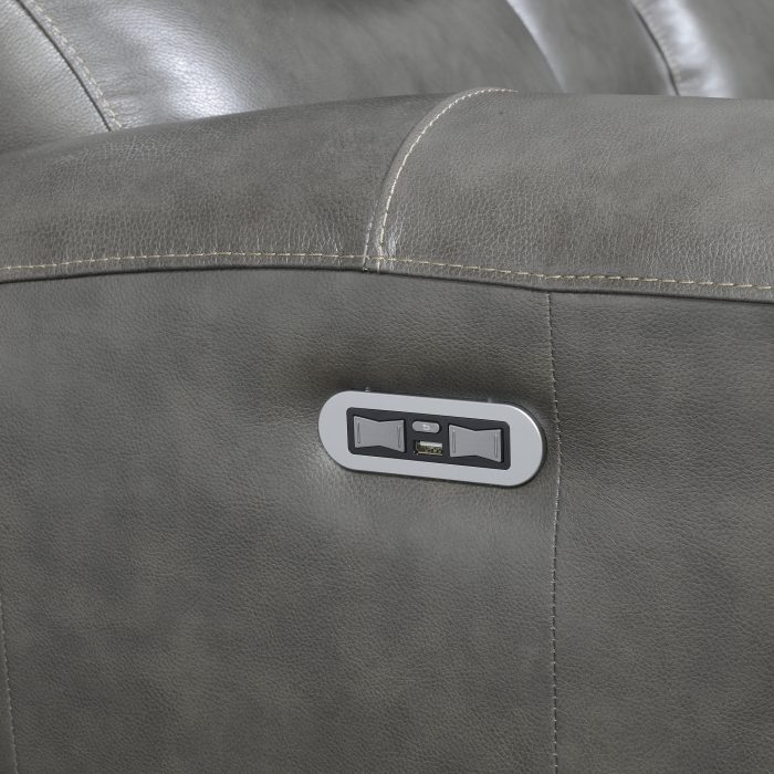 LAUREL LEATHER DUAL-POWER RECLINING CONSOLE LOVESEAT, GREY - Image 13