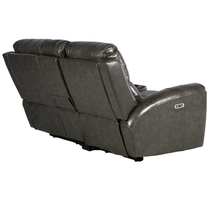 LAUREL LEATHER DUAL-POWER RECLINING CONSOLE LOVESEAT, GREY - Image 10