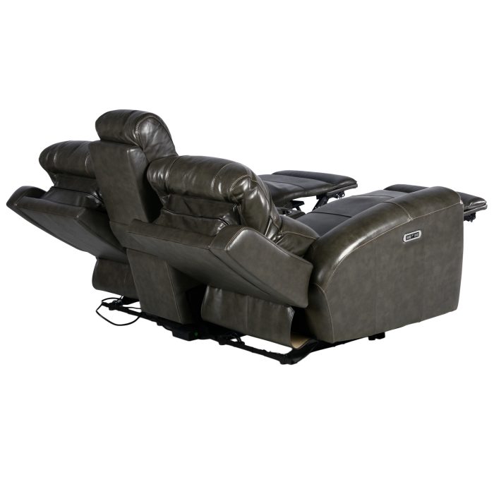 LAUREL LEATHER DUAL-POWER RECLINING CONSOLE LOVESEAT, GREY - Image 7