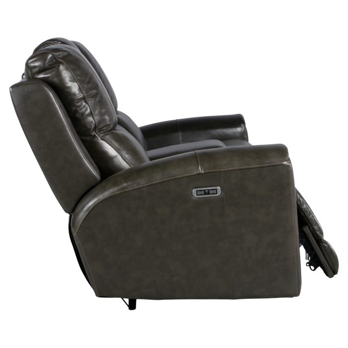 LAUREL LEATHER DUAL-POWER RECLINING CONSOLE LOVESEAT, GREY - Image 8
