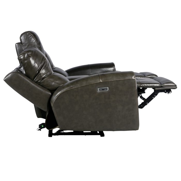 LAUREL LEATHER DUAL-POWER RECLINING CONSOLE LOVESEAT, GREY - Image 9