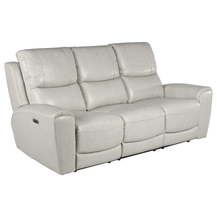 LAUREL DUAL-POWER LEATHER RECLINING SOFA, IVORY
